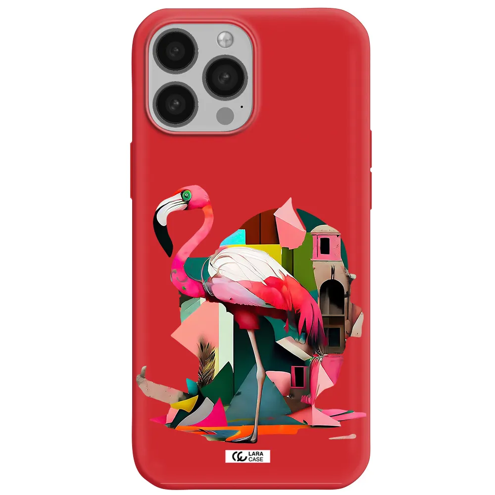 Flamingo Collage Apple iPhone 13 Pro Silicone Imperial Red Case