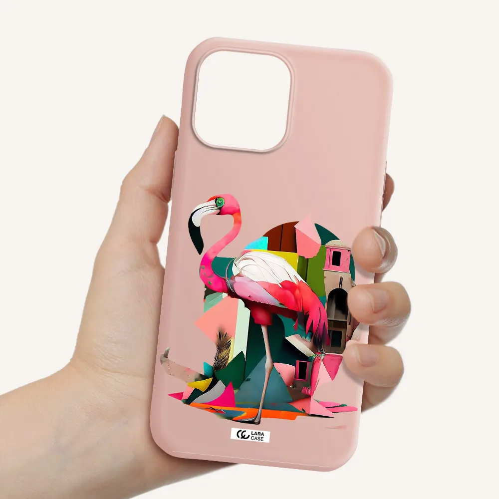 Flamingo Collage Apple iPhone 13 Pro Silicone pastel pink Case