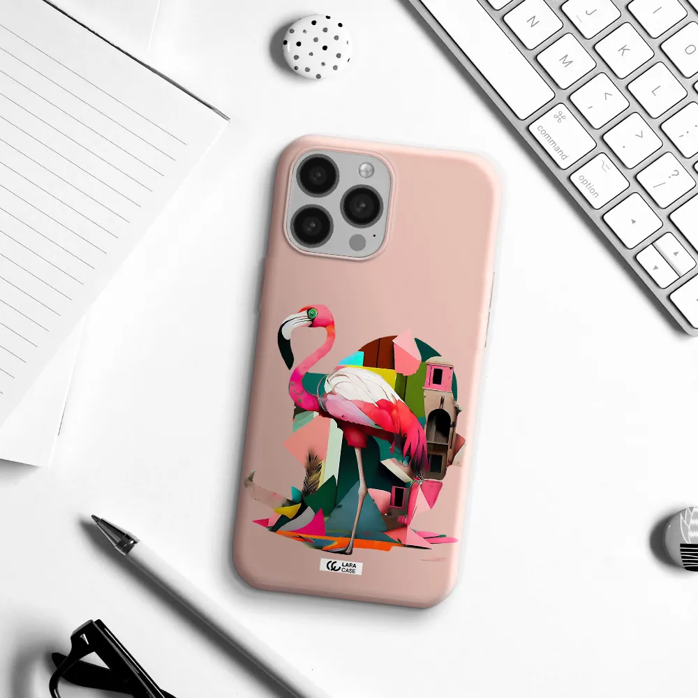 Flamingo Collage Apple iPhone 13 Pro Silicone pastel pink Case