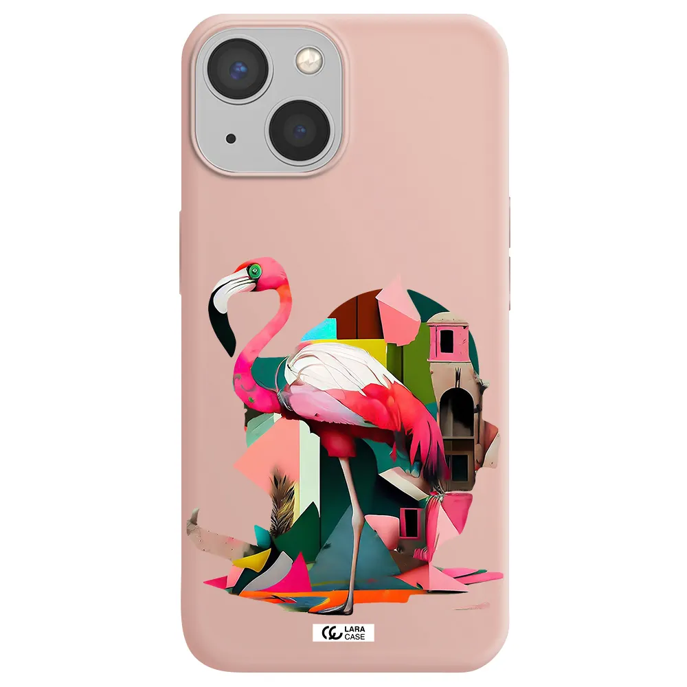 Flamingo Collage Apple iPhone 13 Silicone pastel pink Case