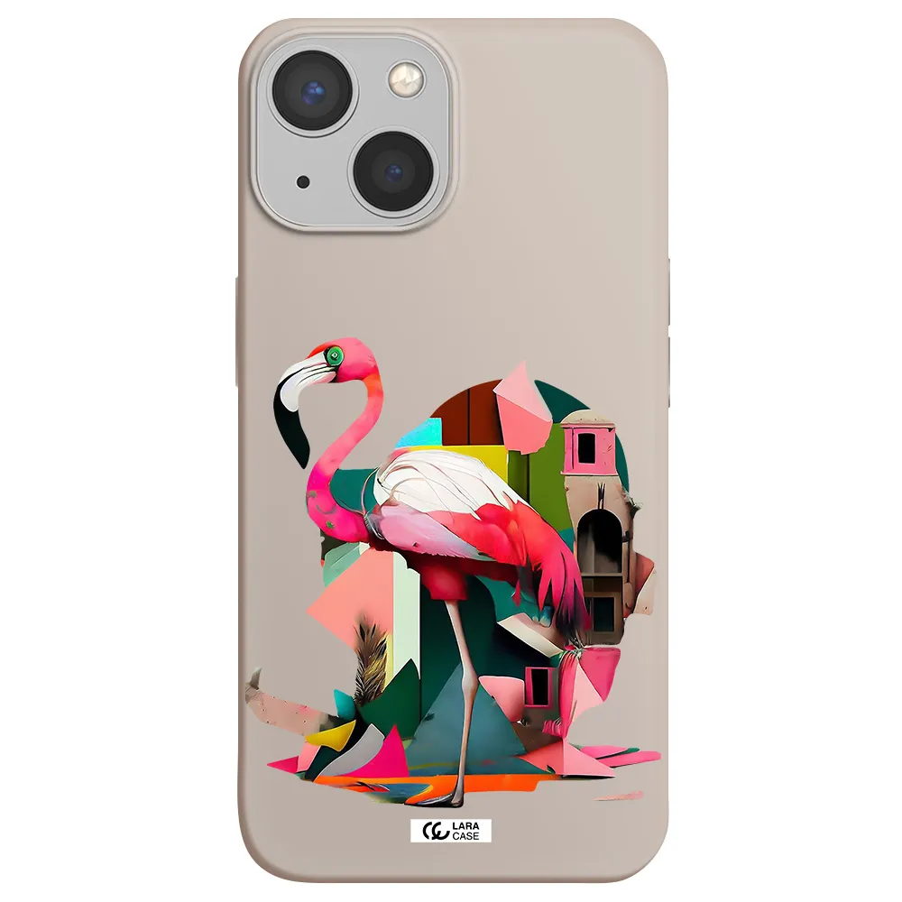 Flamingo Collage Apple iPhone 13 Silicone Stone Case