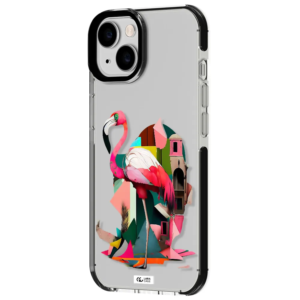 Flamingo Collage Apple iPhone 14 impact black border Case