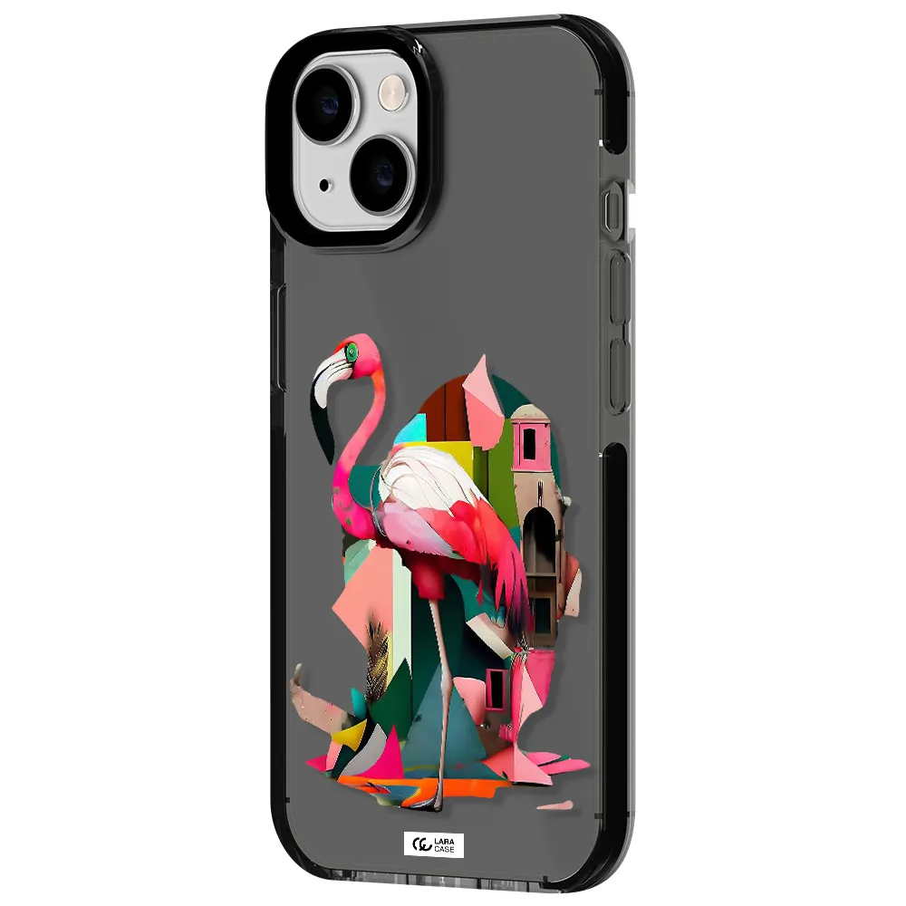 Flamingo Collage Apple iPhone 14 impact Smoke Black Case