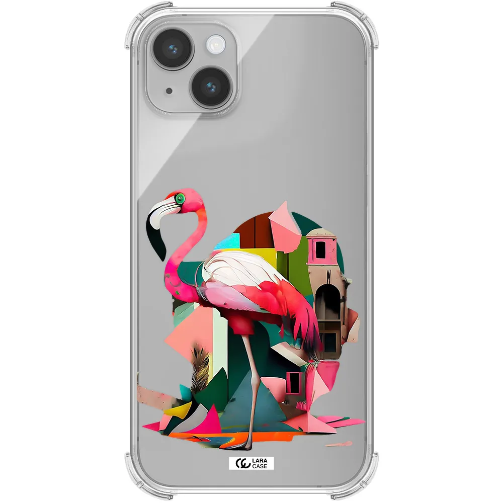 Flamingo Collage Apple iPhone 14 plus Clear PC Case