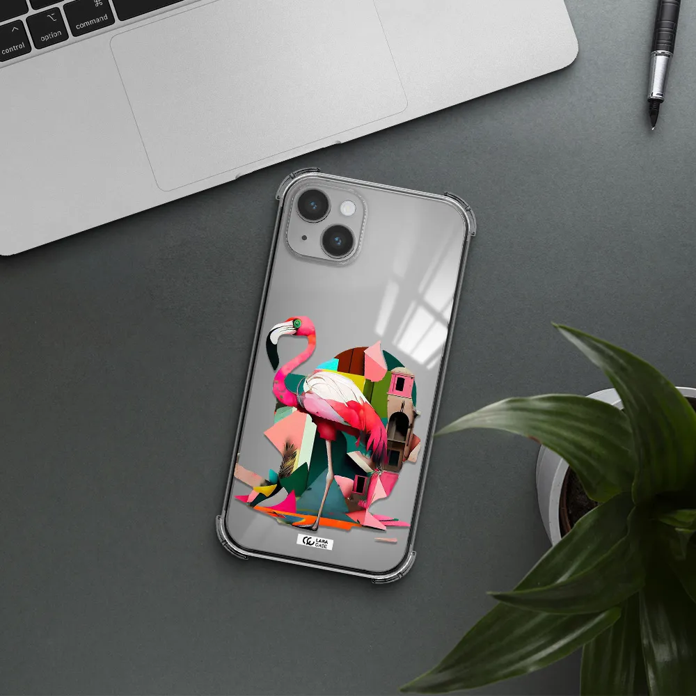 Flamingo Collage Apple iPhone 14 plus Clear PC Case