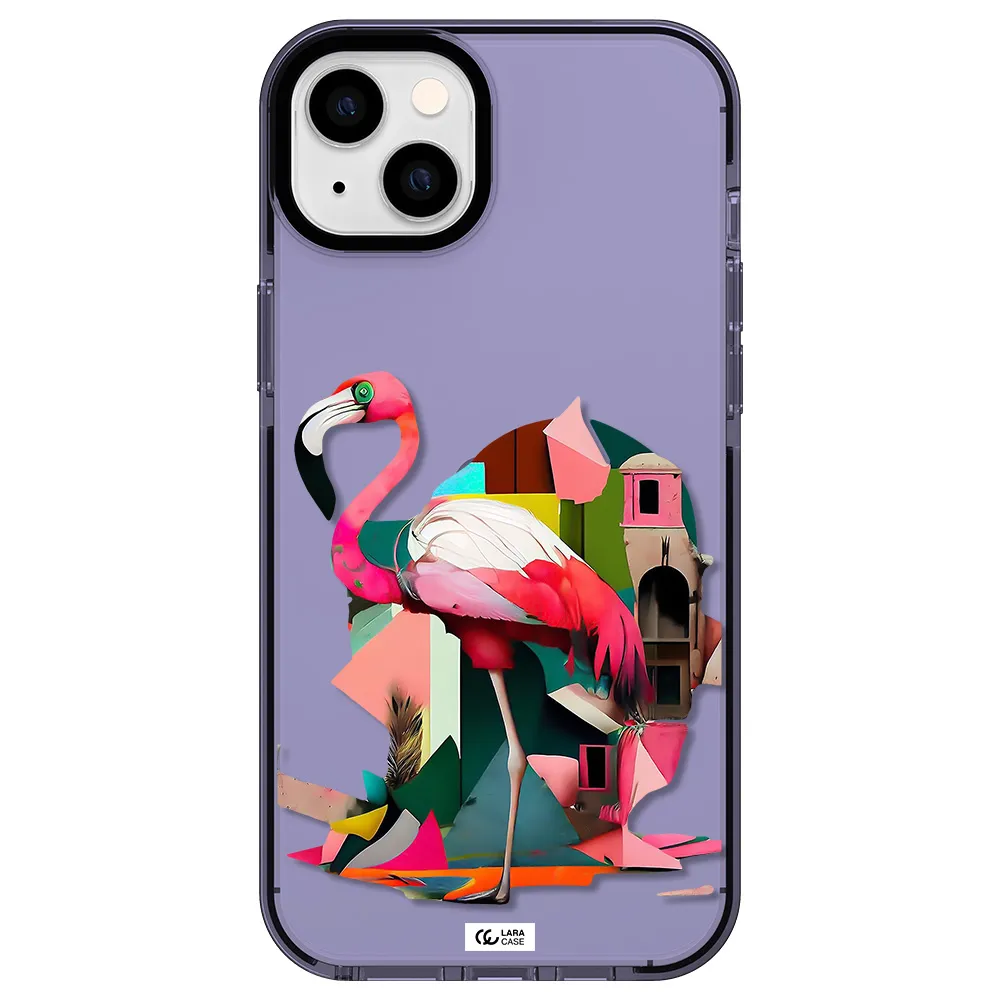 Flamingo Collage Apple iPhone 14 plus impact Lilac Case