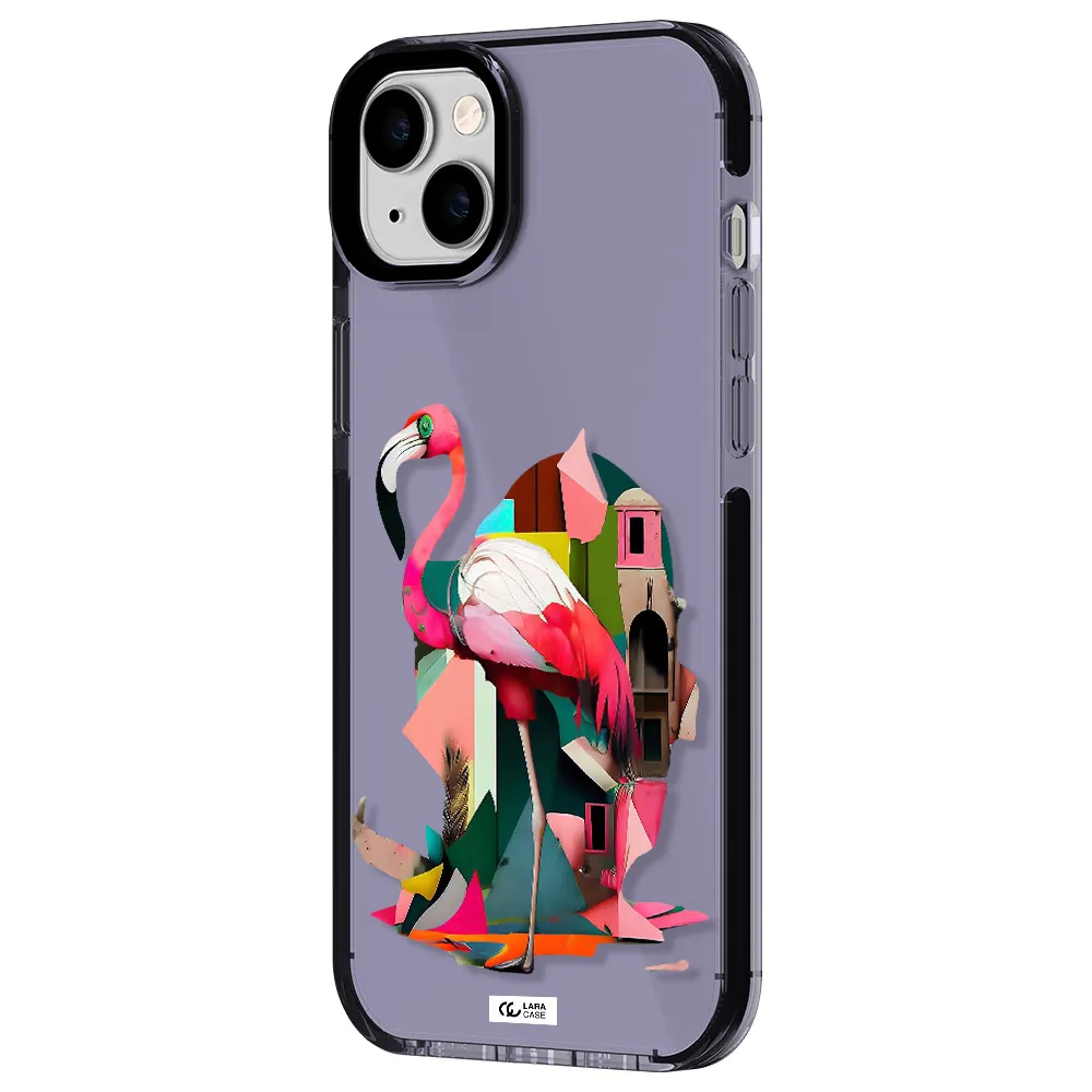 Flamingo Collage Apple iPhone 14 plus impact Lilac Case