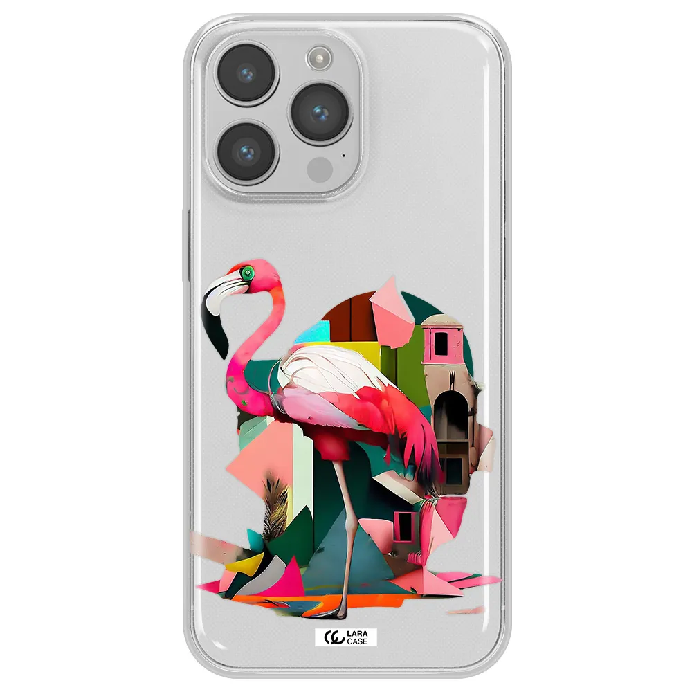 Flamingo Collage Apple iPhone 14 pro Clear TPU Case