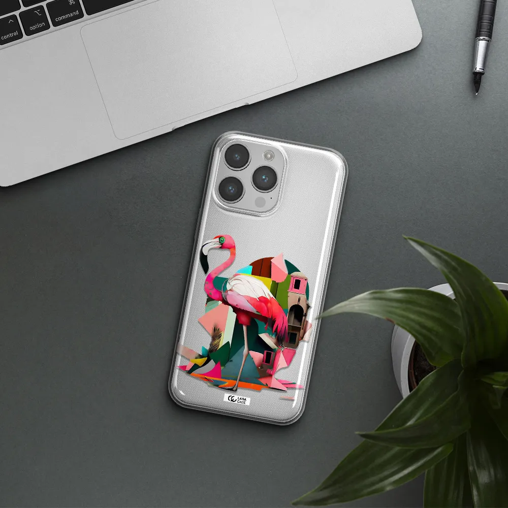Flamingo Collage Apple iPhone 14 pro Clear TPU Case