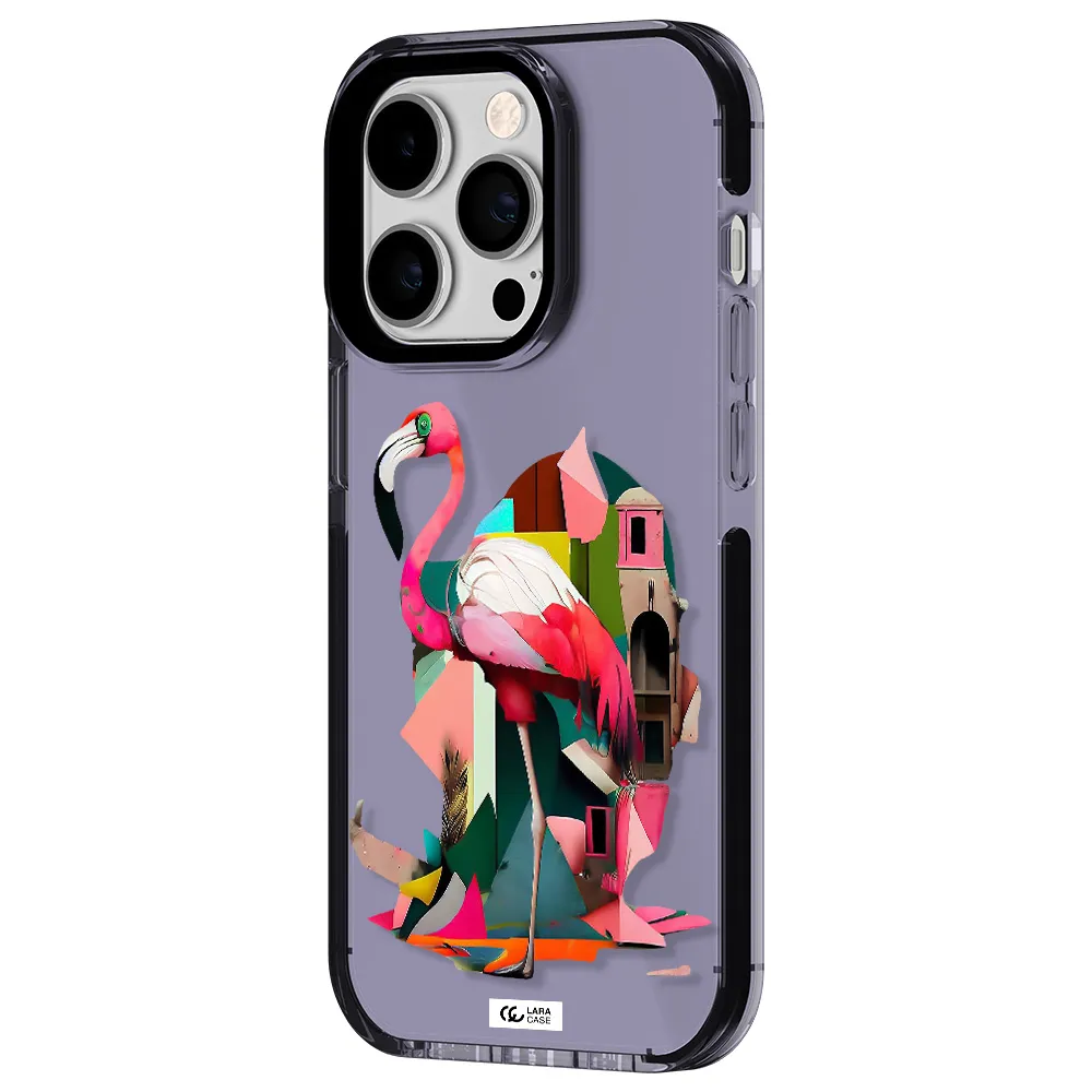Flamingo Collage Apple iPhone 14 pro impact Lilac Case