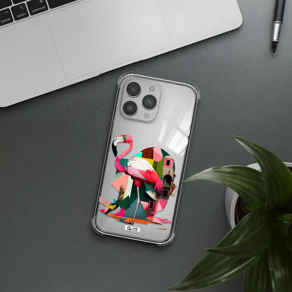Flamingo Collage Apple iPhone 14 pro max Clear PC Case