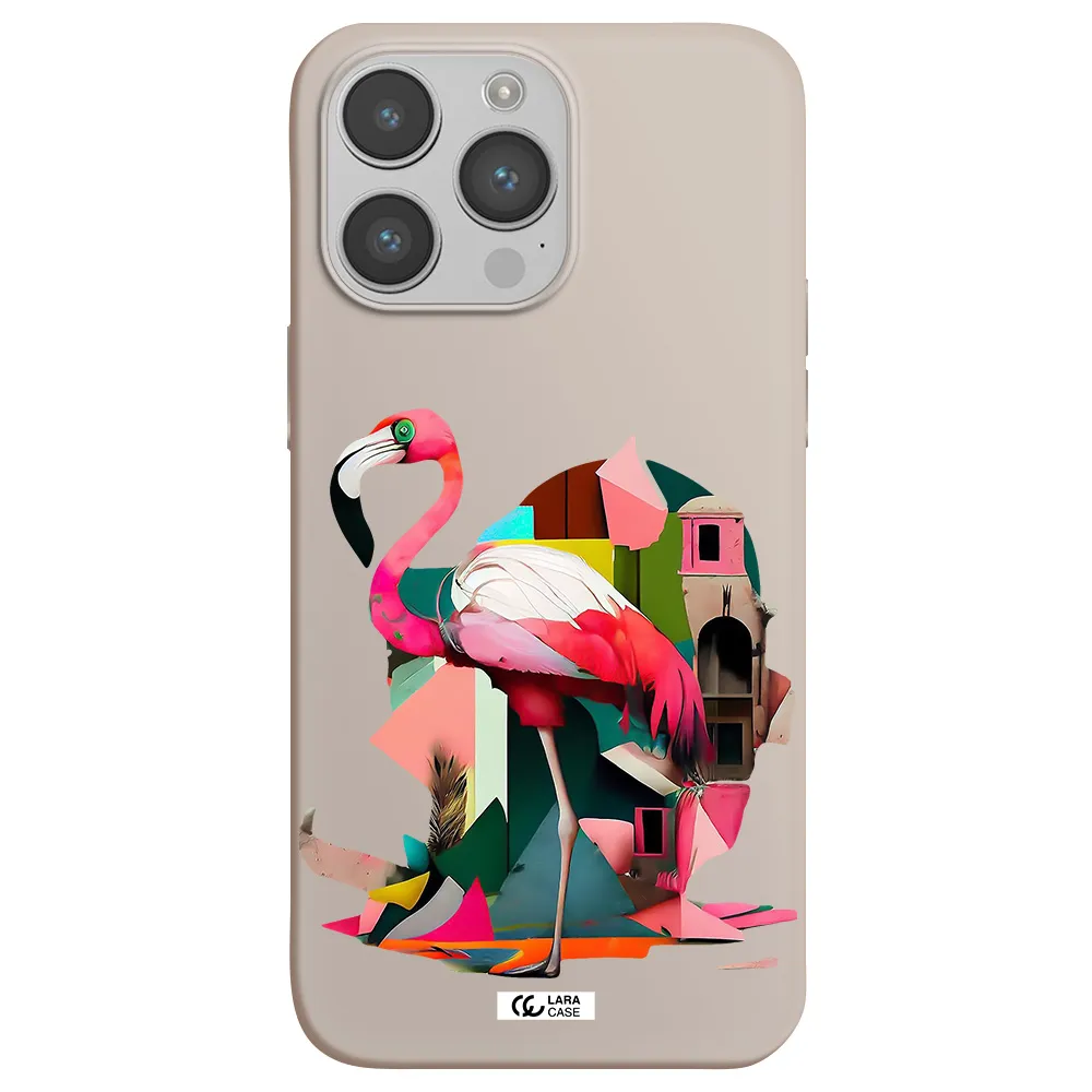 Flamingo Collage Apple iPhone 14 pro max Silicone Stone Case