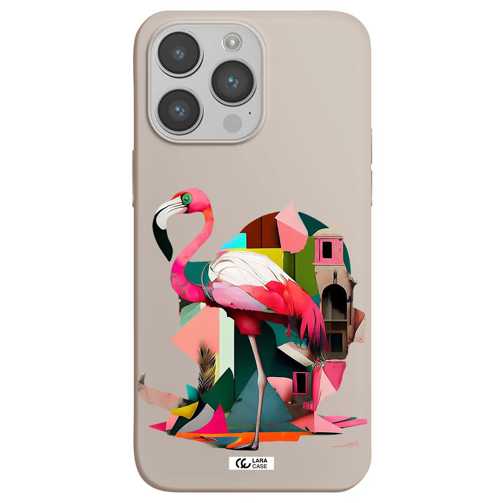 Flamingo Collage Apple iPhone 14 pro Silicone Stone Case