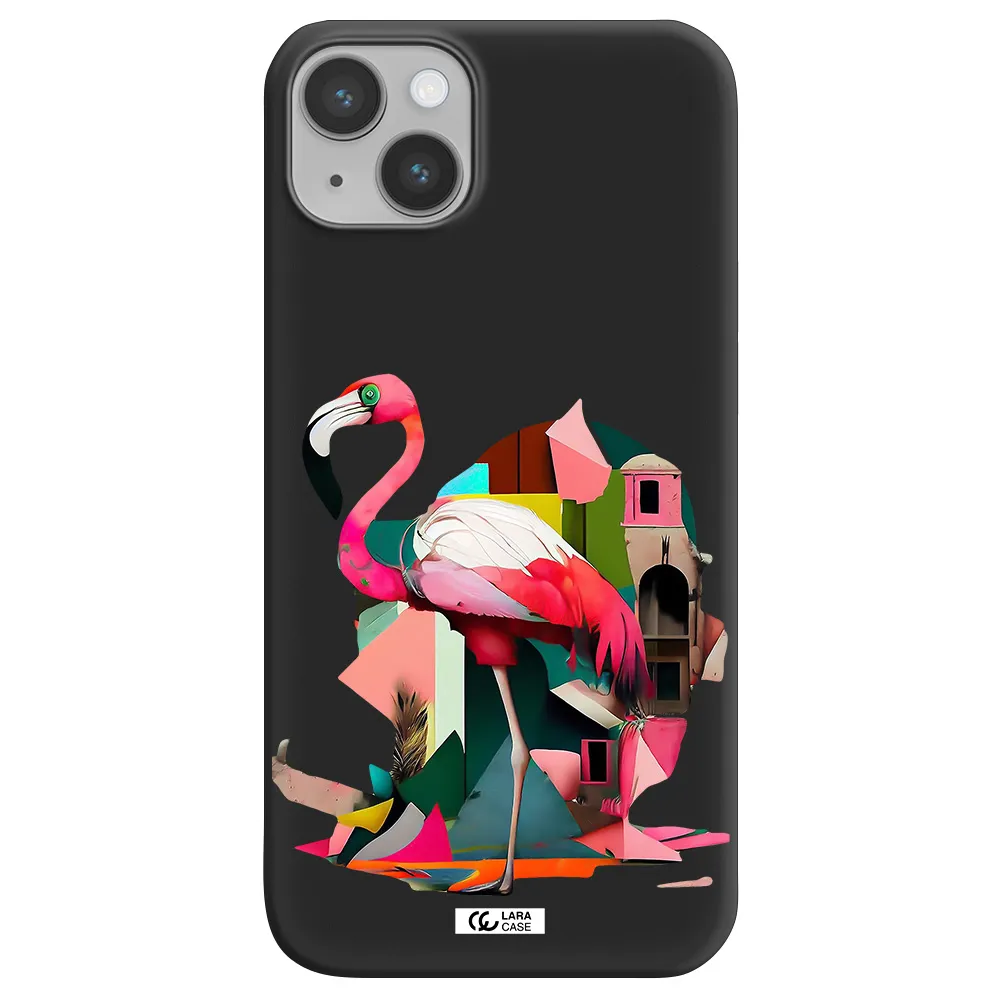Flamingo Collage Apple iPhone 14 Silicone black Case