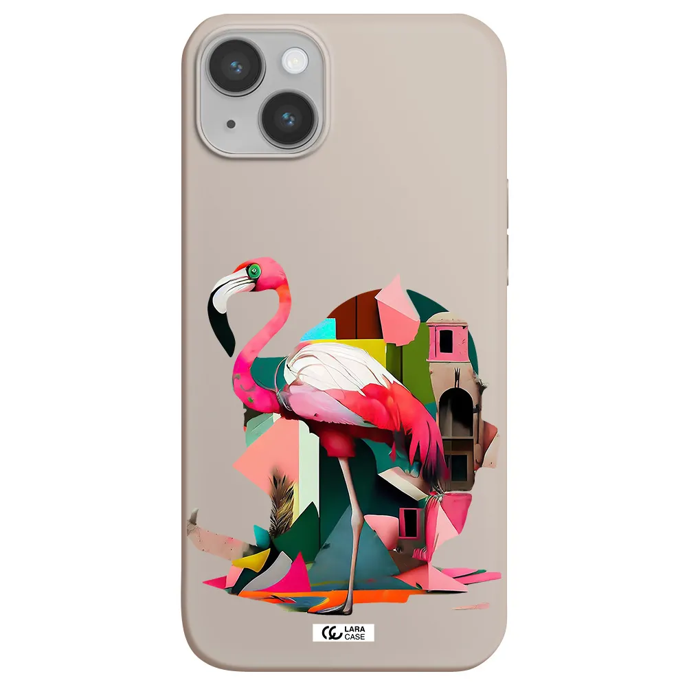 Flamingo Collage Apple iPhone 14 Silicone Stone Case