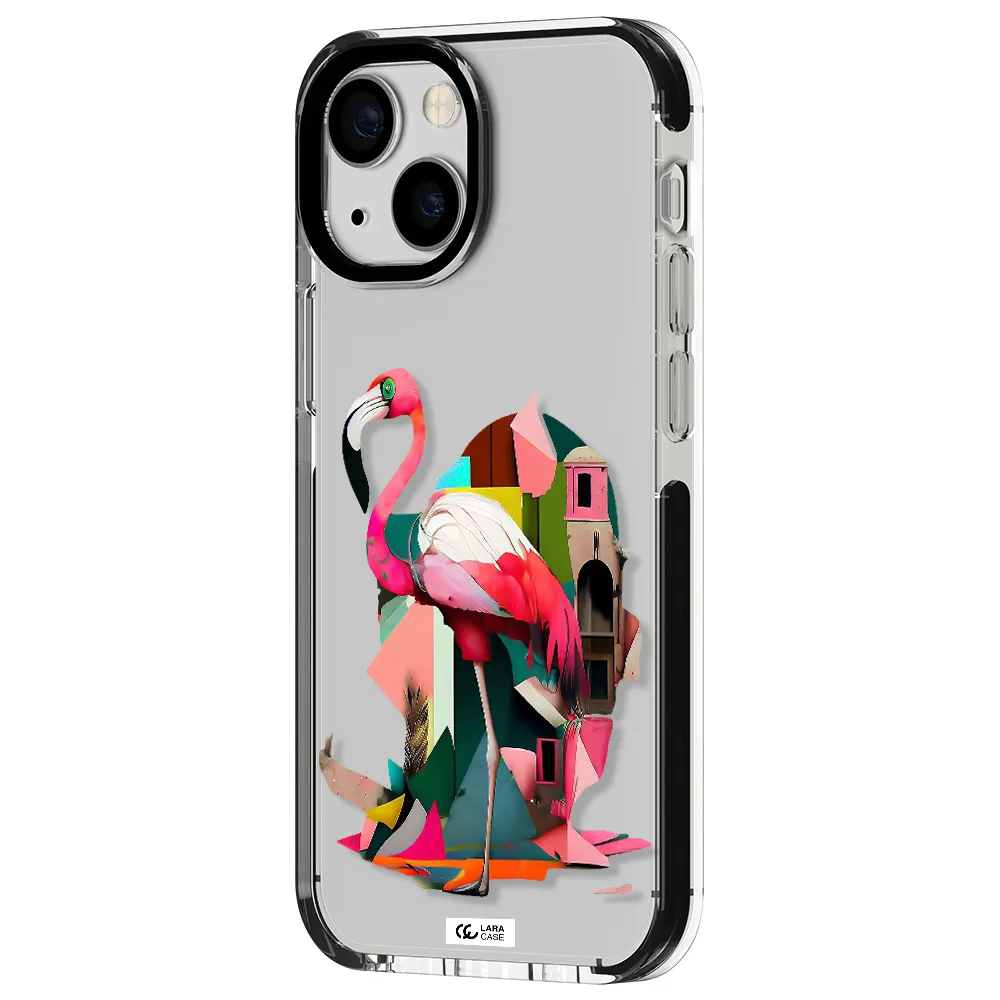 Flamingo Collage Apple iPhone 15 impact black border Case