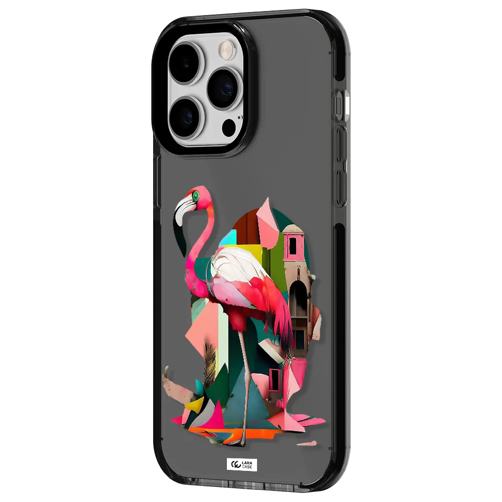 Flamingo Collage Apple iPhone 15 Pro impact Smoke Black Case