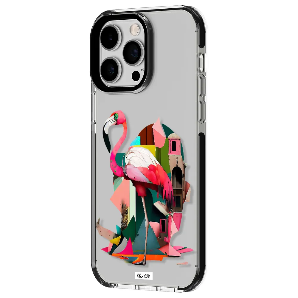 Flamingo Collage Apple iPhone 15 Pro Max impact black border Case