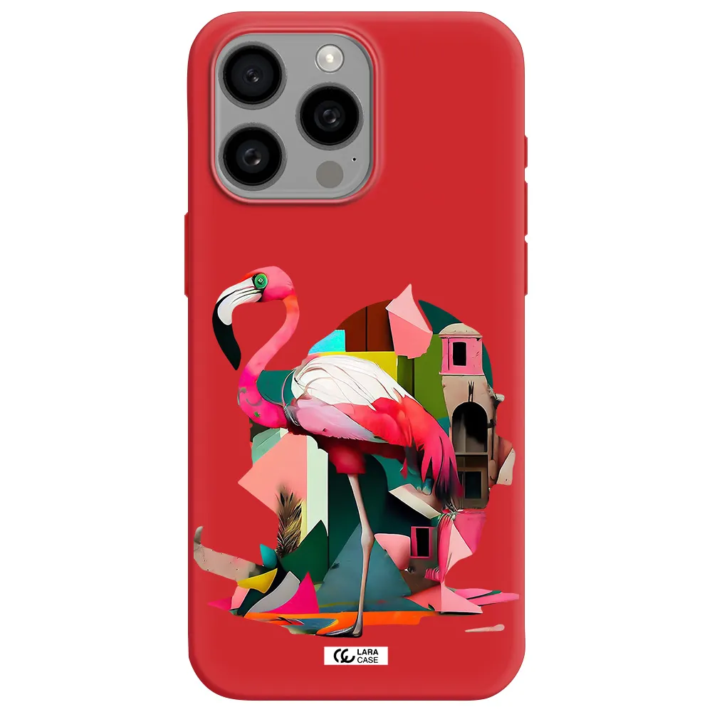 Flamingo Collage Apple Iphone 15 Pro Max Silicone Imperial Red Case
