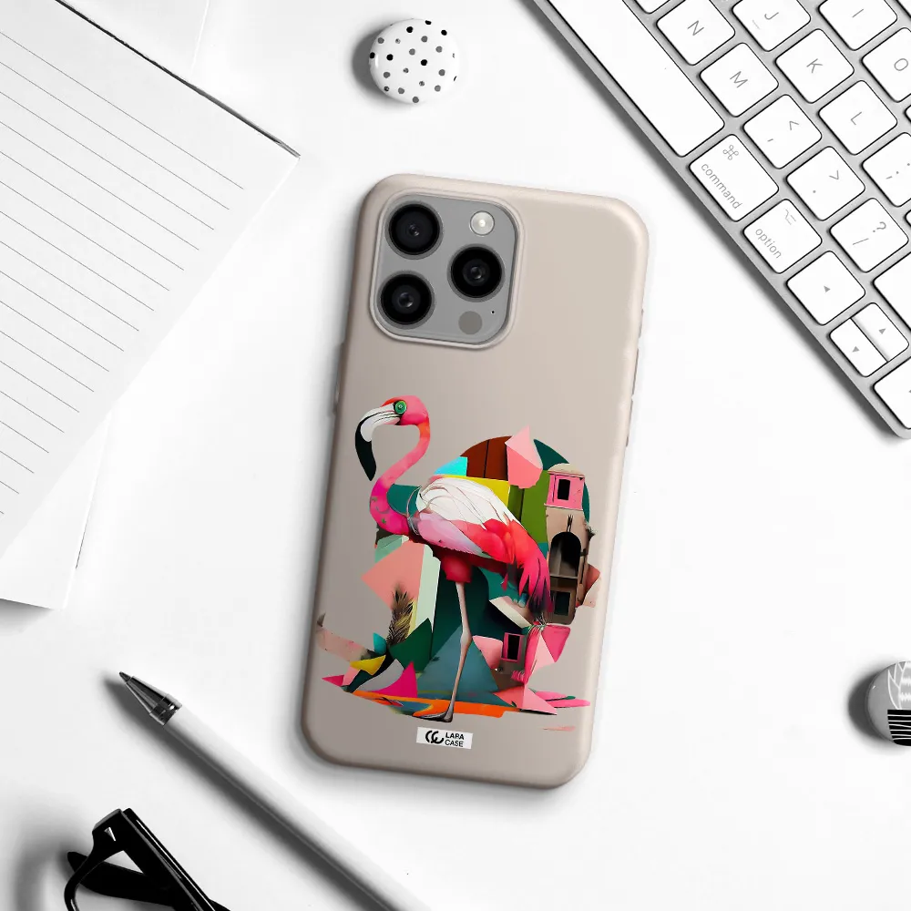 Flamingo Collage Apple Iphone 15 Pro max Silicone Stone Case