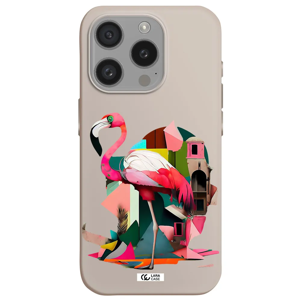 Flamingo Collage Apple Iphone 15 Pro Silicone Stone Case