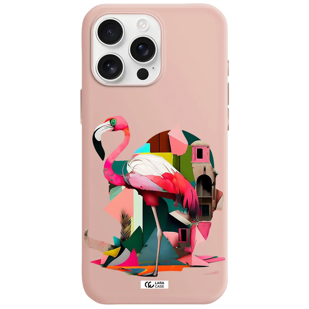 Flamingo Collage Apple Iphone 16 Pro Max Silicone Pastel Pink Case