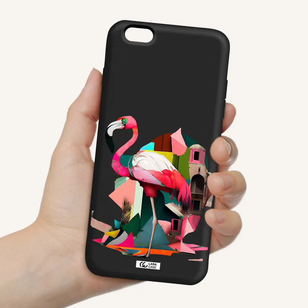 Flamingo Collage Apple iPhone 6 plus Silicone black Case