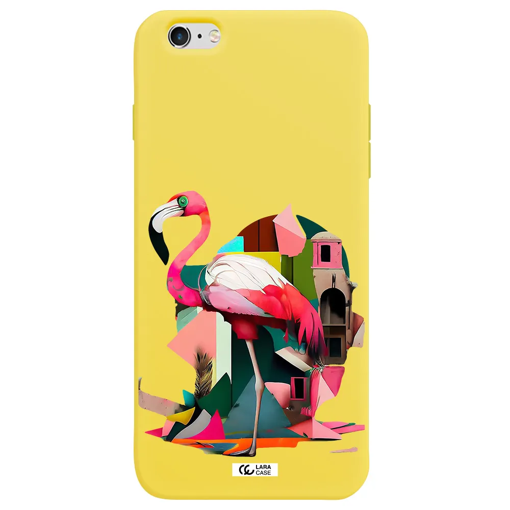 Flamingo Collage Apple iPhone 6 plus Silicone canary yellow Case