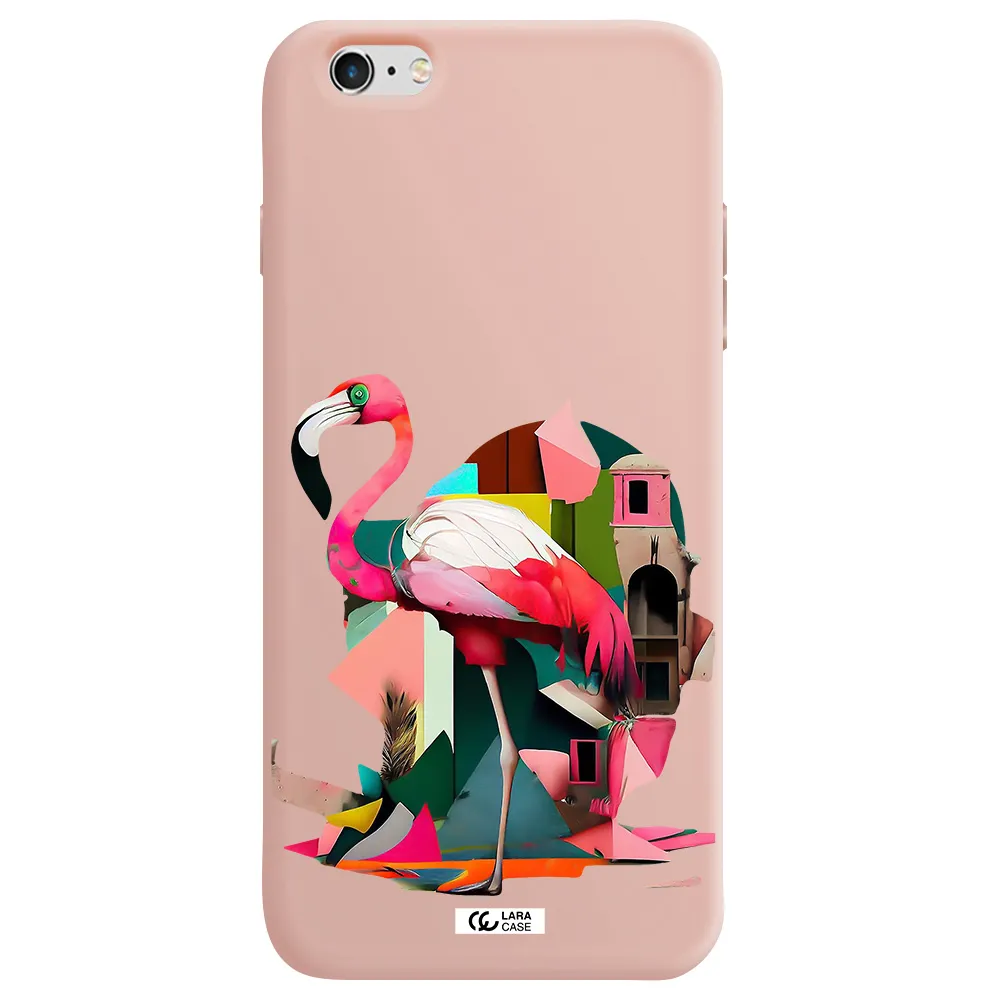 Flamingo Collage Apple iPhone 6 plus Silicone pastel pink Case