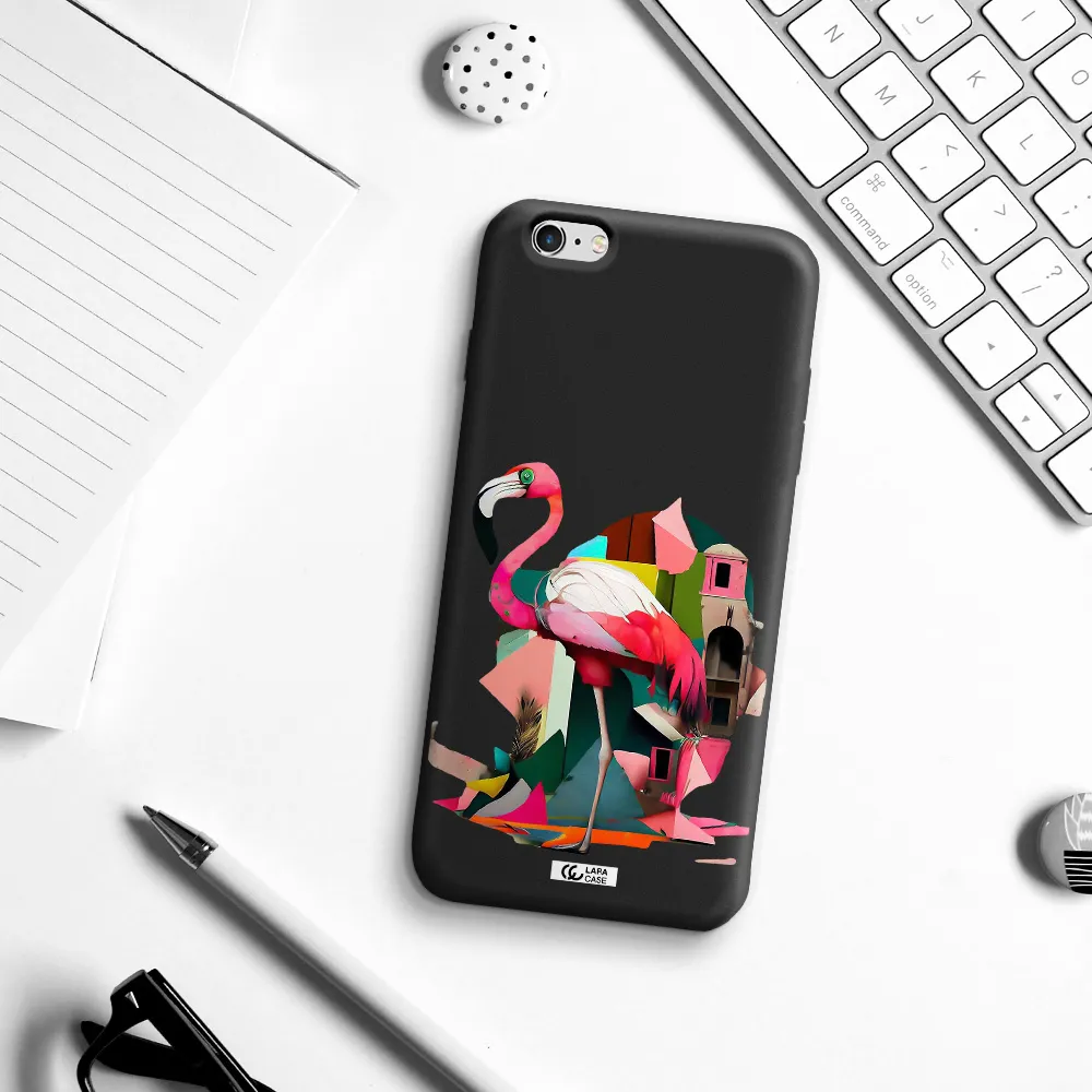 Flamingo Collage Apple iPhone 6 s plus Silicone black Case