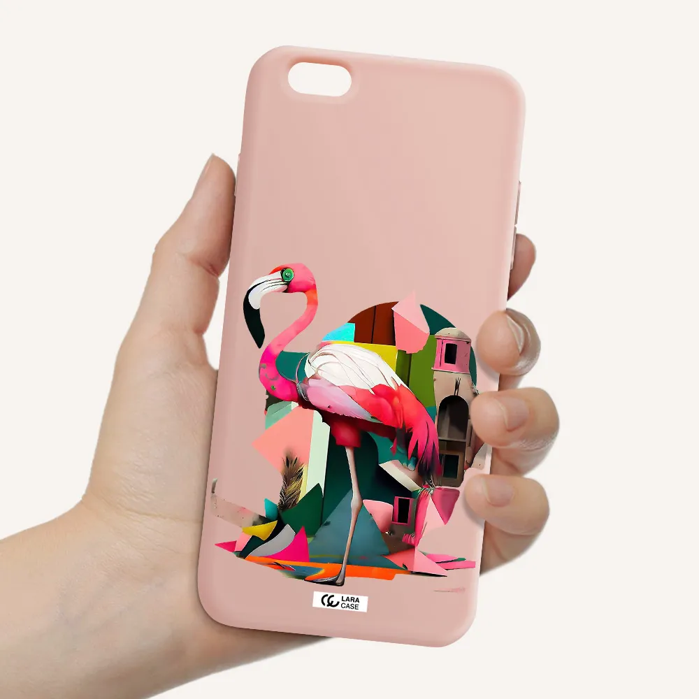 Flamingo Collage Apple iPhone 6 s plus Silicone pastel pink Case