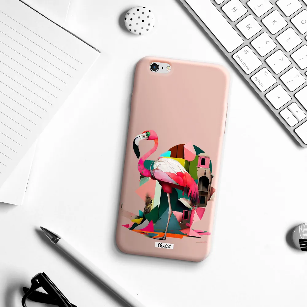 Flamingo Collage Apple iPhone 6 s plus Silicone pastel pink Case