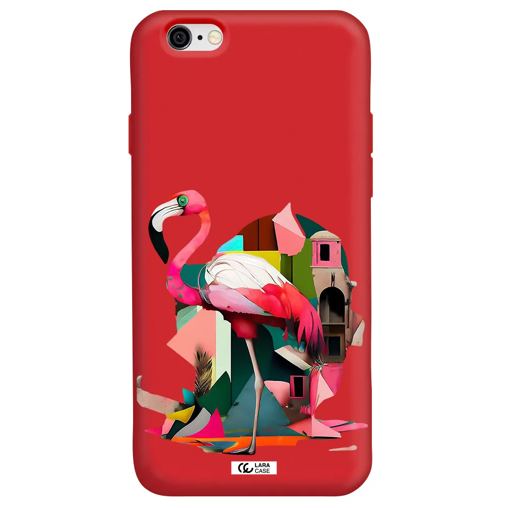 Flamingo Collage Apple iPhone 6 Silicone Imperial Red Case