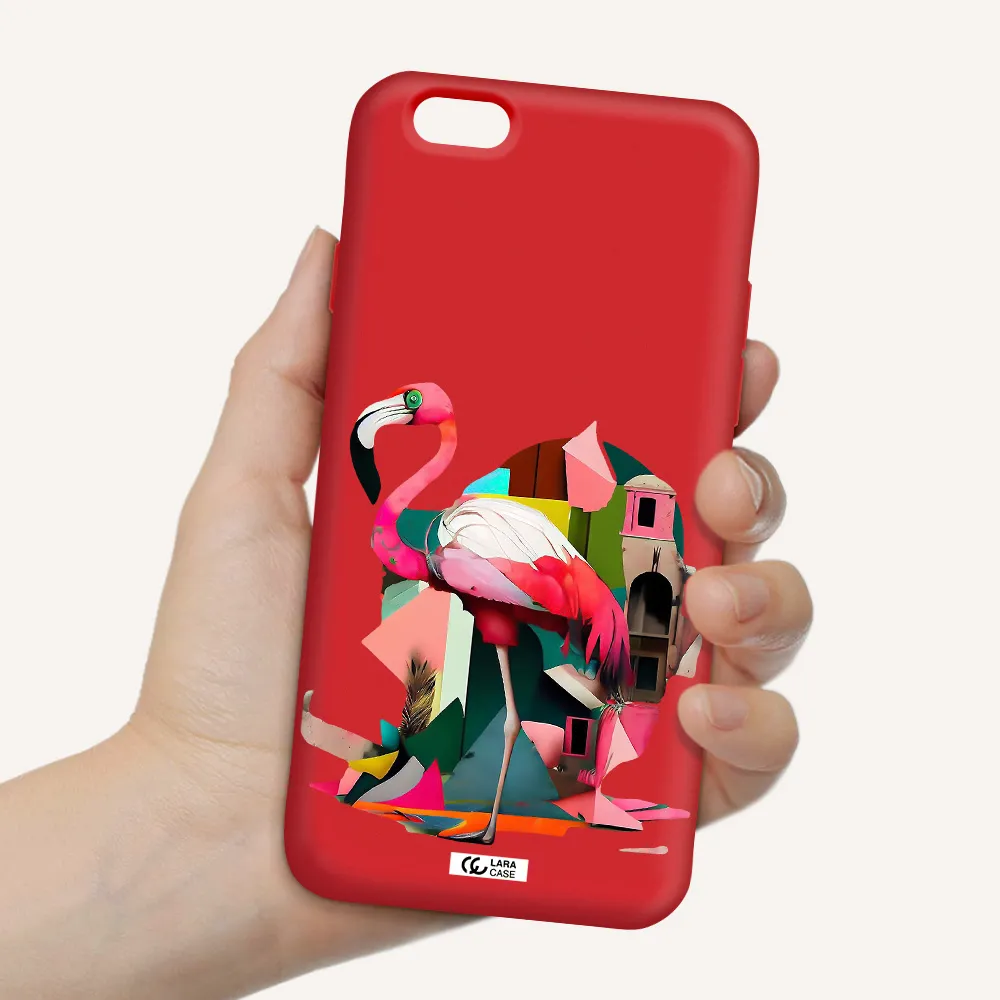 Flamingo Collage Apple iPhone 6 Silicone Imperial Red Case