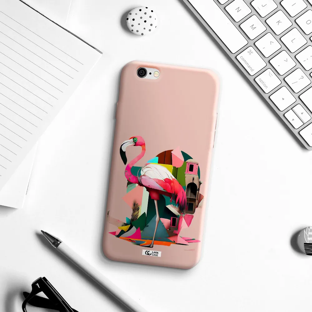 Flamingo Collage Apple iPhone 6 Silicone pastel pink Case