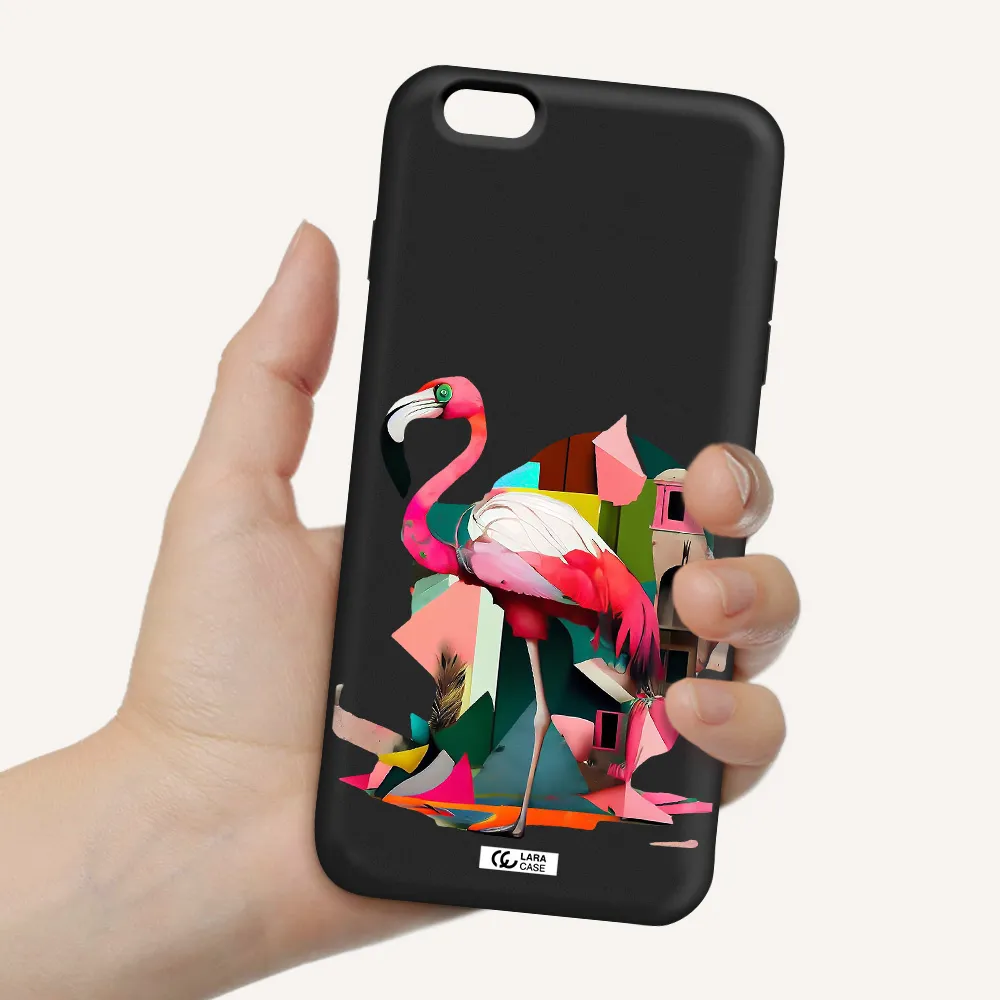 Flamingo Collage Apple iPhone 6S Silicone black Case