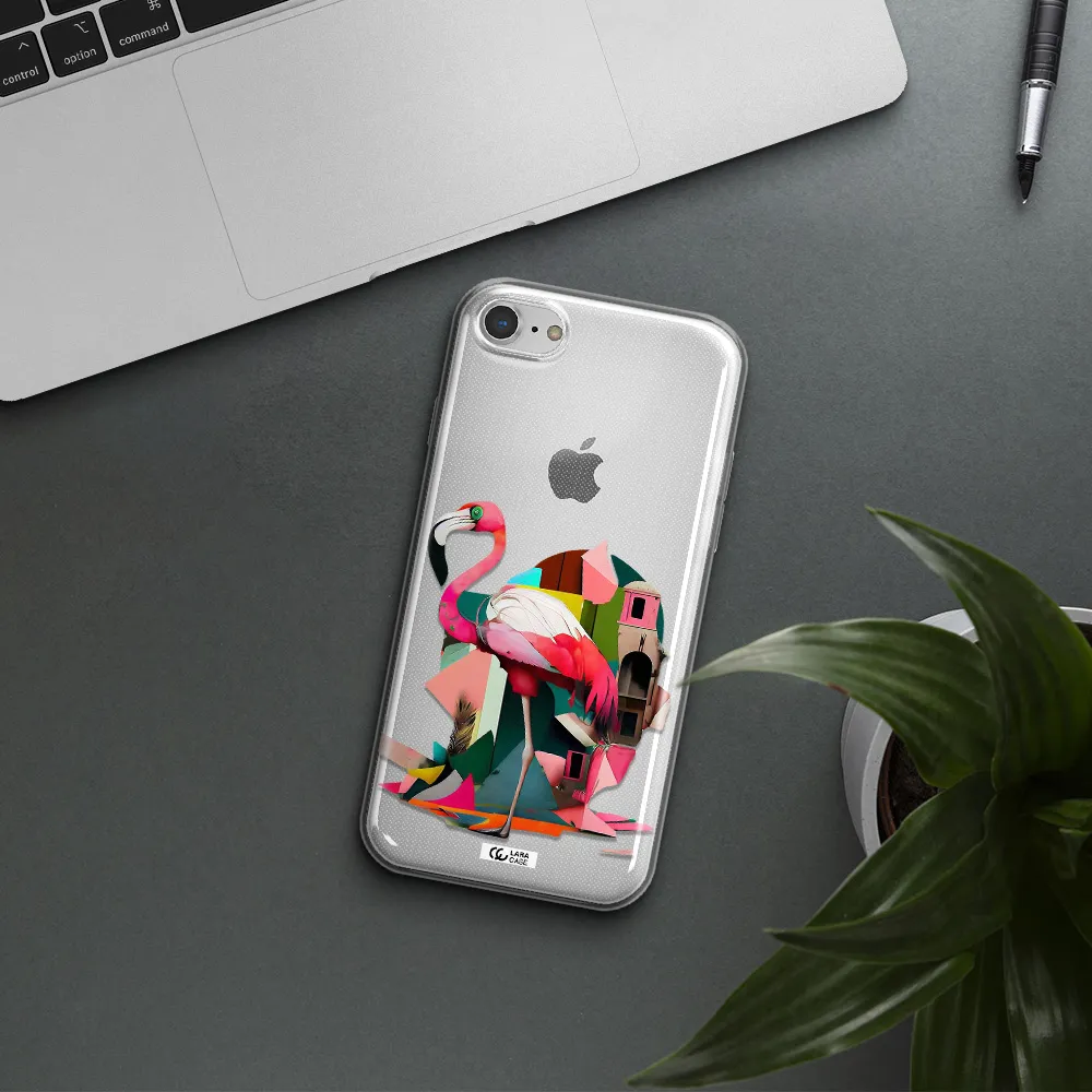 Flamingo Collage Apple iPhone 7 Clear TPU Case