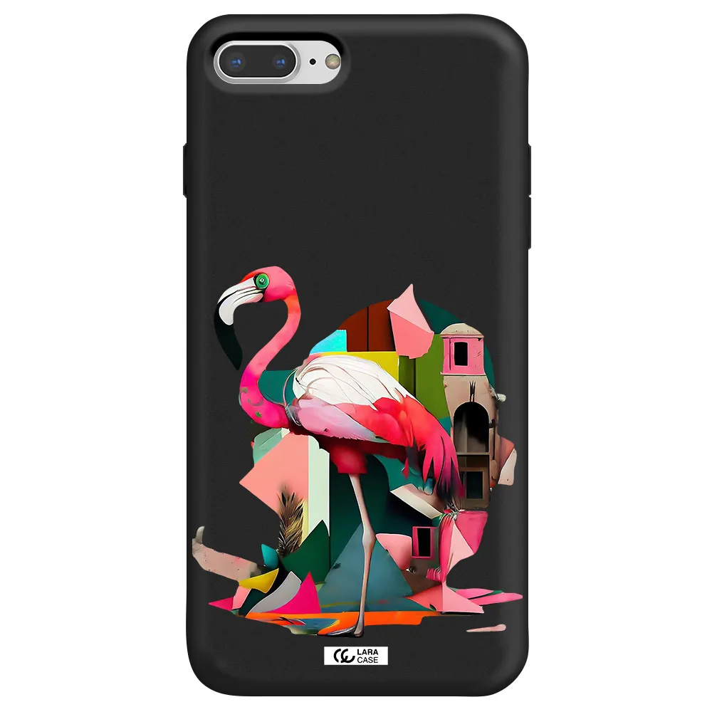 Flamingo Collage Apple iPhone 7 plus Silicone black Case