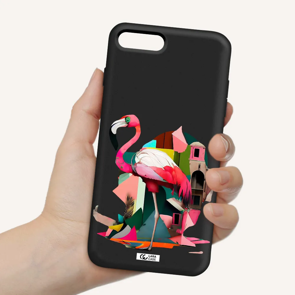 Flamingo Collage Apple iPhone 7 plus Silicone black Case