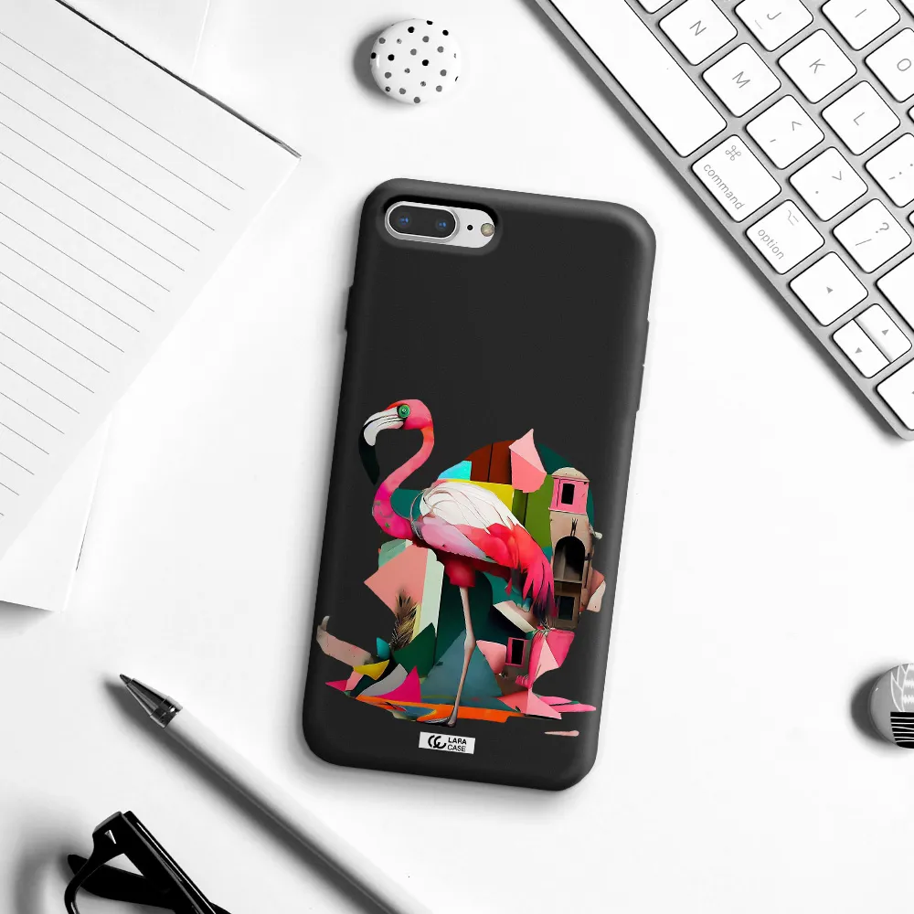 Flamingo Collage Apple iPhone 7 plus Silicone black Case