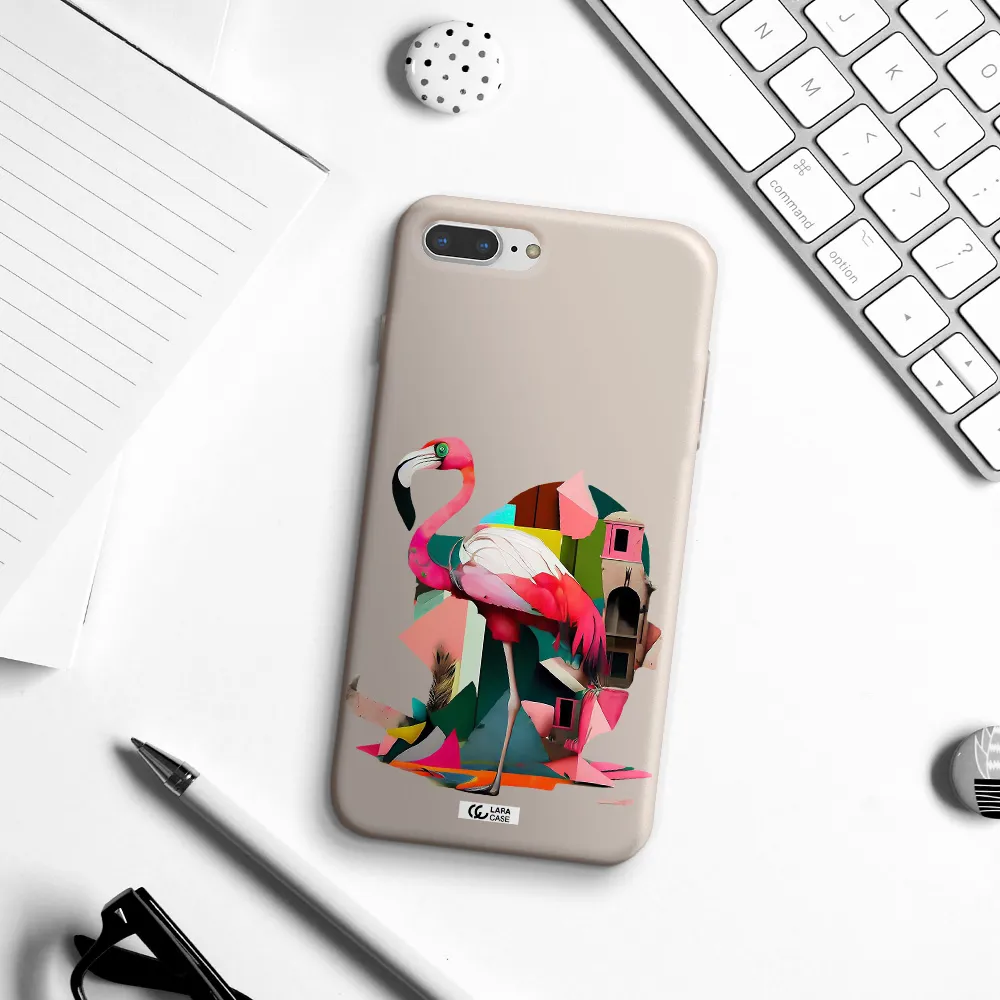 Flamingo Collage Apple iPhone 7 plus Silicone Stone Case