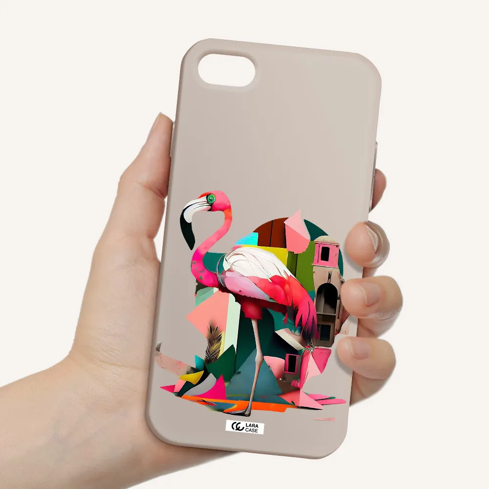 Flamingo Collage Apple iPhone 7 Silicone Stone Case