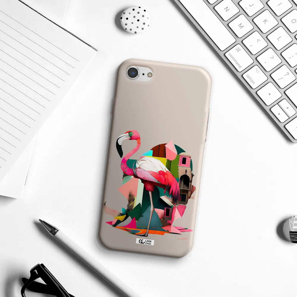 Flamingo Collage Apple iPhone 7 Silicone Stone Case
