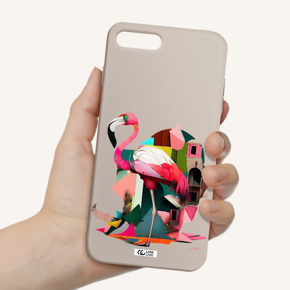 Flamingo Collage Apple iPhone 8 plus Silicone Stone Case
