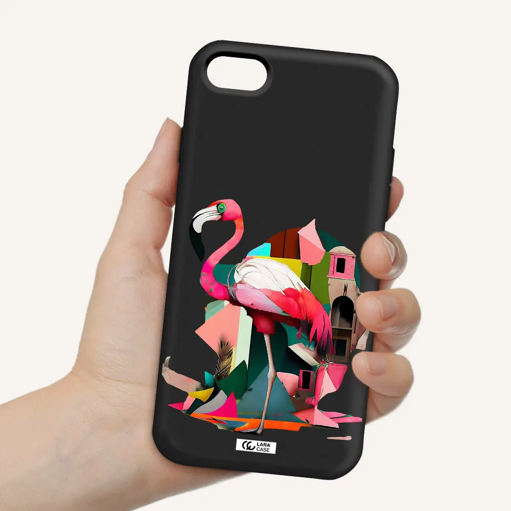 Flamingo Collage Apple iPhone 8 Silicone black Case