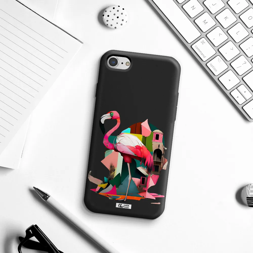 Flamingo Collage Apple iPhone 8 Silicone black Case