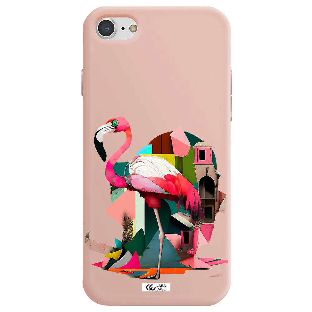 Flamingo Collage Apple iPhone 8 Silicone pastel pink Case