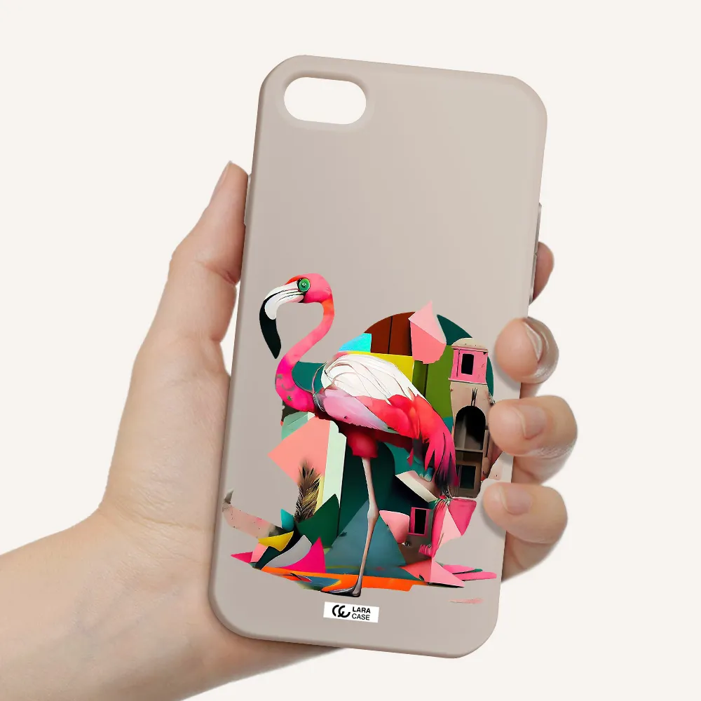 Flamingo Collage Apple iPhone 8 Silicone Stone Case
