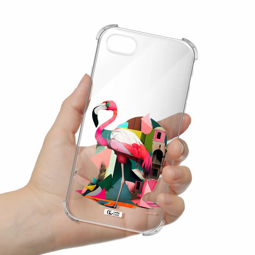 Flamingo Collage Apple iPhone se 2020 Clear PC Case
