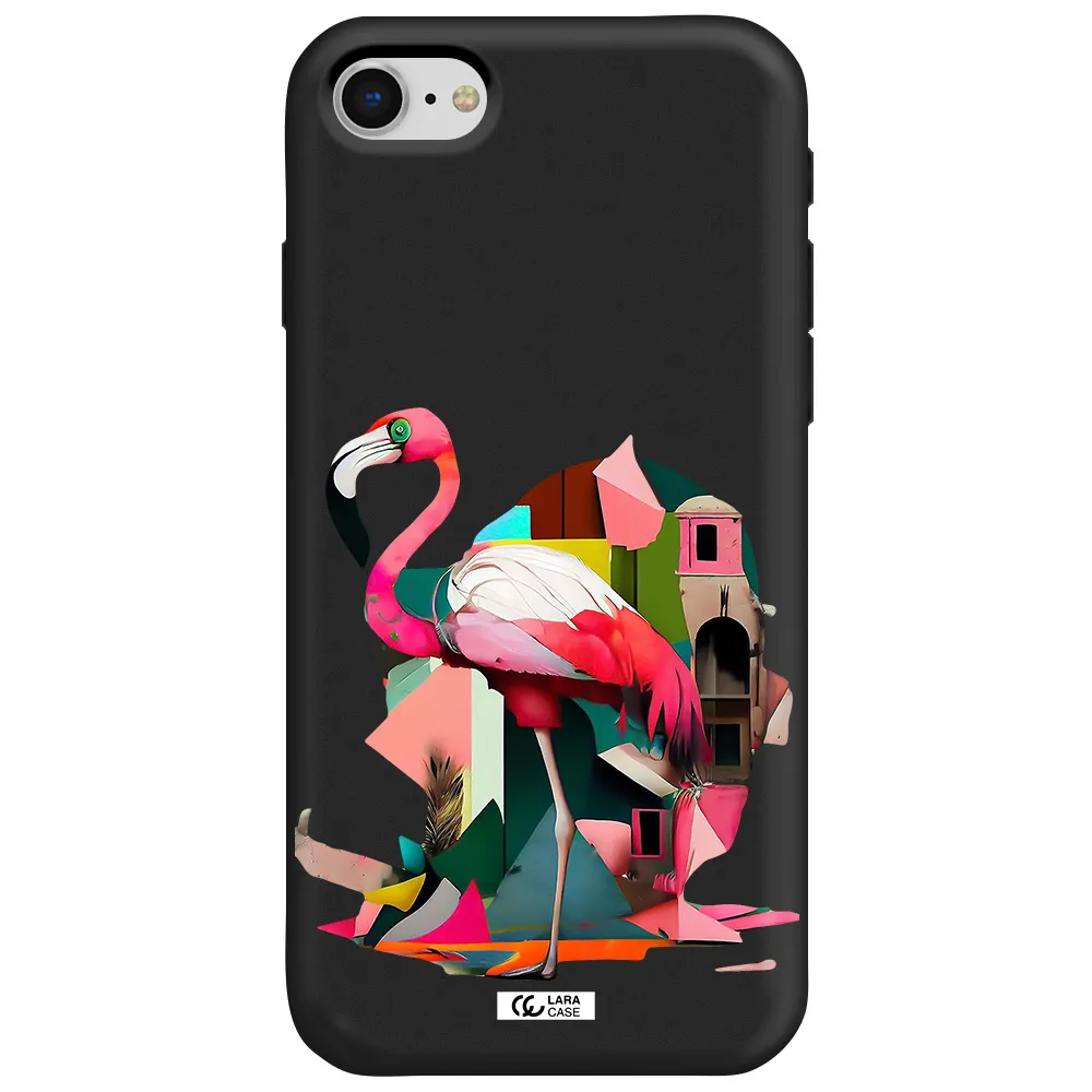 Flamingo Collage Apple iPhone se 2020 Silicone black Case
